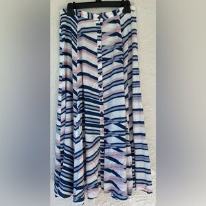 Anthropologie Yumi Kim Bermuda Hyde Pretty Chic Blue/Pink Stripe Maxi Skirt; M